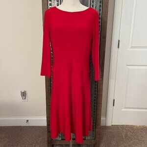 Jones Studio Classic Red Fit & Flare Knit Dress - Size 10